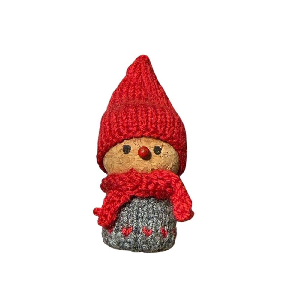 Handmade Knitted Cork Buddy Tomte - Made With An Actual Cork - Unique Gift‎ - 3"
